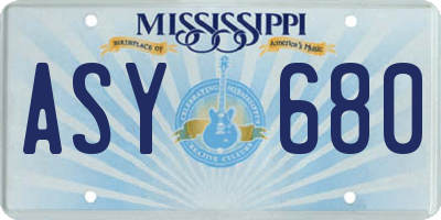 MS license plate ASY680
