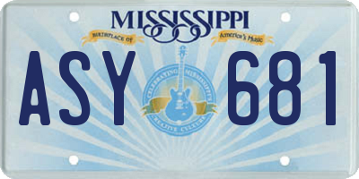 MS license plate ASY681