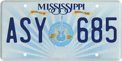 MS license plate ASY685