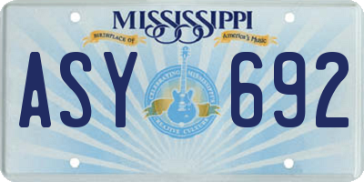 MS license plate ASY692