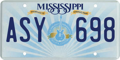 MS license plate ASY698