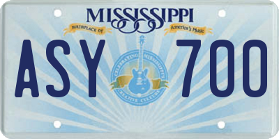 MS license plate ASY700