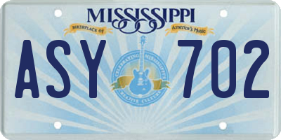 MS license plate ASY702