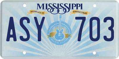 MS license plate ASY703