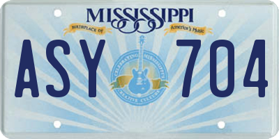 MS license plate ASY704