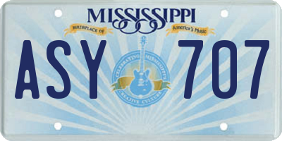 MS license plate ASY707