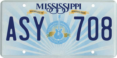 MS license plate ASY708