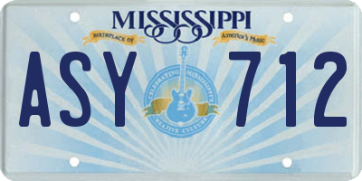 MS license plate ASY712