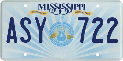 MS license plate ASY722