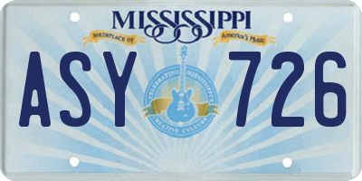 MS license plate ASY726