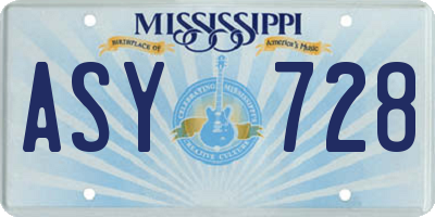 MS license plate ASY728
