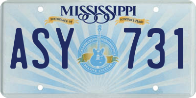 MS license plate ASY731