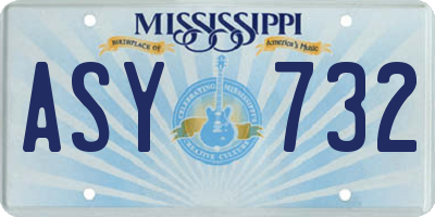 MS license plate ASY732