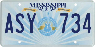 MS license plate ASY734