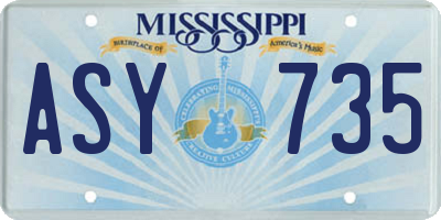MS license plate ASY735
