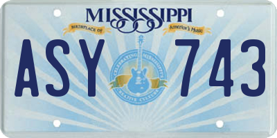MS license plate ASY743