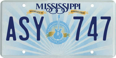 MS license plate ASY747
