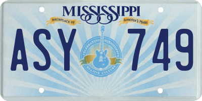 MS license plate ASY749