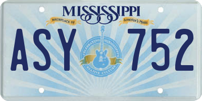 MS license plate ASY752