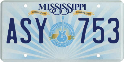 MS license plate ASY753