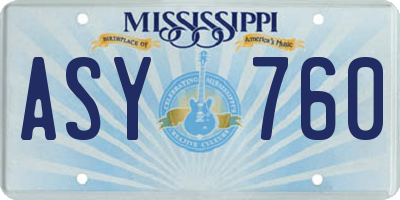 MS license plate ASY760