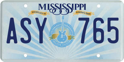 MS license plate ASY765