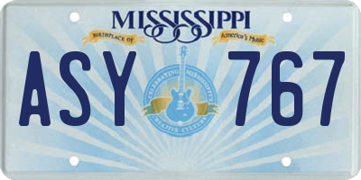 MS license plate ASY767