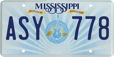 MS license plate ASY778