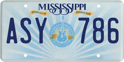MS license plate ASY786
