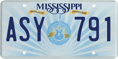 MS license plate ASY791