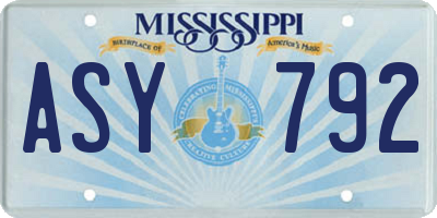 MS license plate ASY792