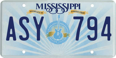 MS license plate ASY794