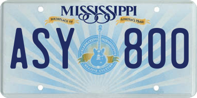 MS license plate ASY800