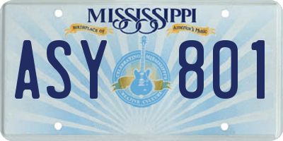 MS license plate ASY801