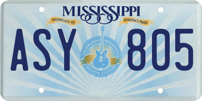 MS license plate ASY805