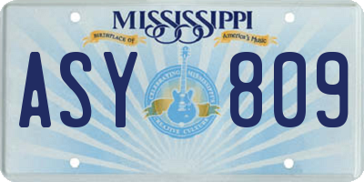 MS license plate ASY809