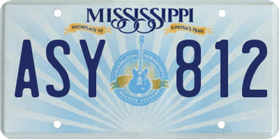 MS license plate ASY812