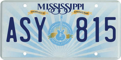 MS license plate ASY815