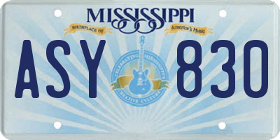 MS license plate ASY830