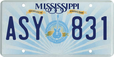MS license plate ASY831