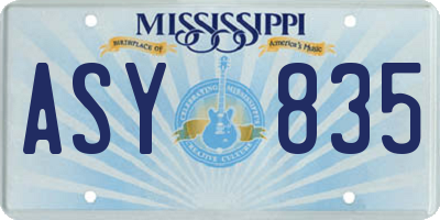 MS license plate ASY835