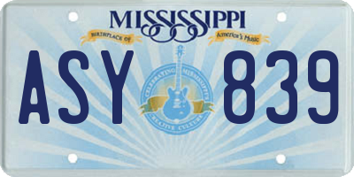 MS license plate ASY839