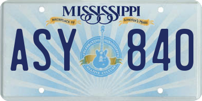 MS license plate ASY840