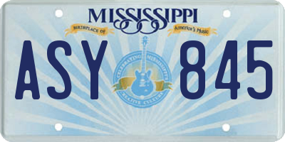 MS license plate ASY845