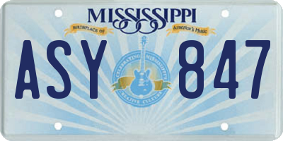 MS license plate ASY847