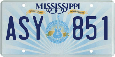 MS license plate ASY851