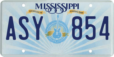 MS license plate ASY854