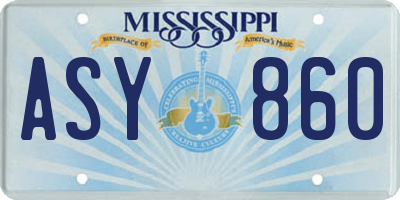 MS license plate ASY860