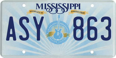 MS license plate ASY863