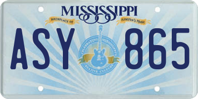 MS license plate ASY865